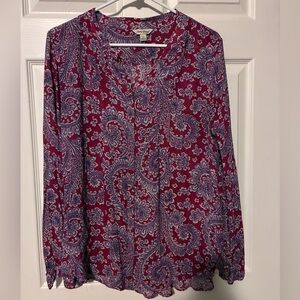 Lucky Brand Red and Purple Paisley Blouse